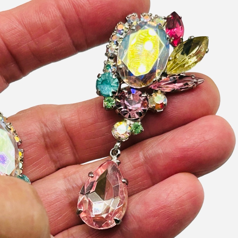 Verified D&E Juliana Pastel Rhinestone Brooch and Drop Earrings - Picture 7 of 13
